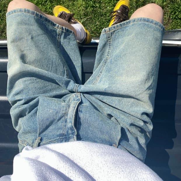 왓츠더유즈 유니섹스 버뮤다 데님 반바지 M