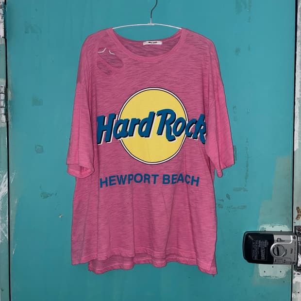 hardrock 핑크 디스 반팔 티셔츠