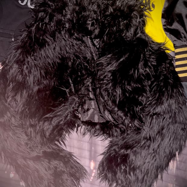 빈티지 오네 갸루 펑크 블랙 크롭 퍼 자켓