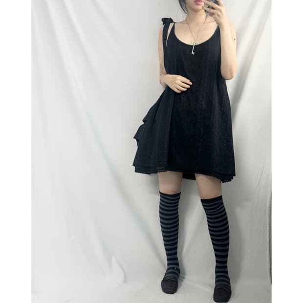 실버 라인 레이어드 원피스 탑 2pcs SET