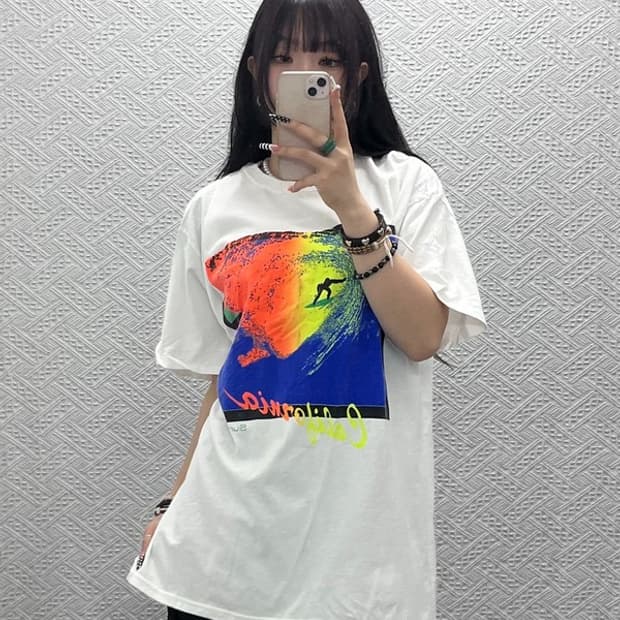 헤인즈 빈티지 스트릿 펑크 서퍼 프린팅 반팔티 XL C10635