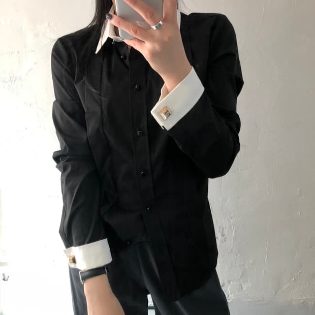 Gucci 구찌 화이트 카라 커프스 블라우스 셔츠