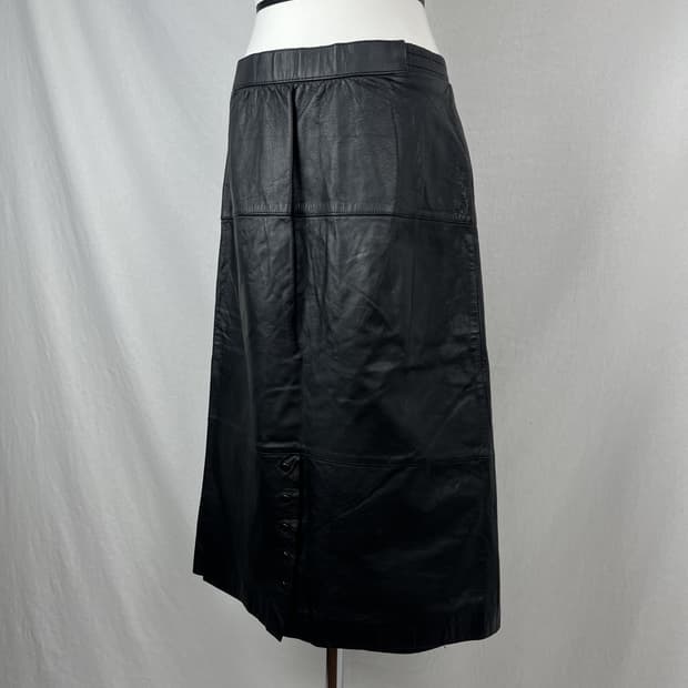 Vintage 소가죽 미디 스커트 