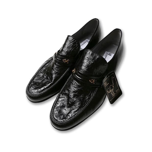 모레스키 [Moreschi] 블랙 타조 가죽 로퍼