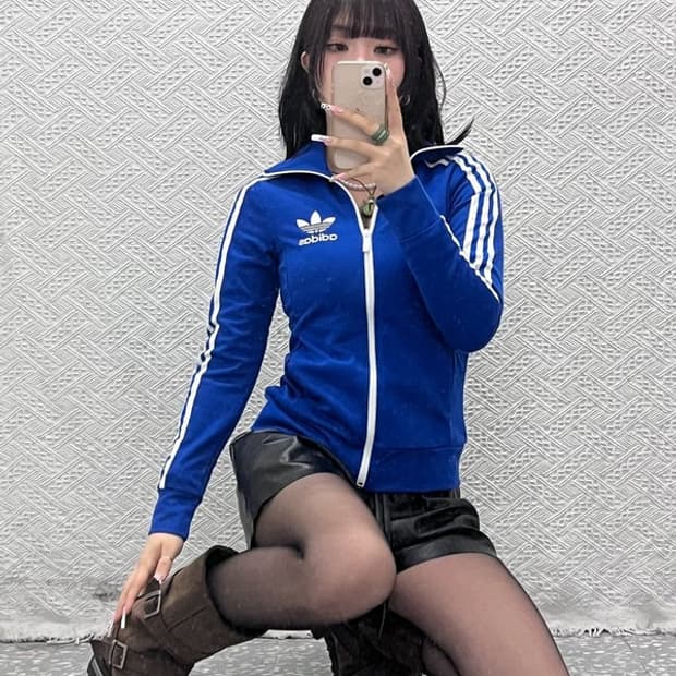 아디다스 유로파 Y2K 딱붙핏 딥블루 져지 집업 85 C11270