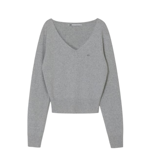 보헤미안 서울 루즈 핏 브이넥 울 니트 그레이