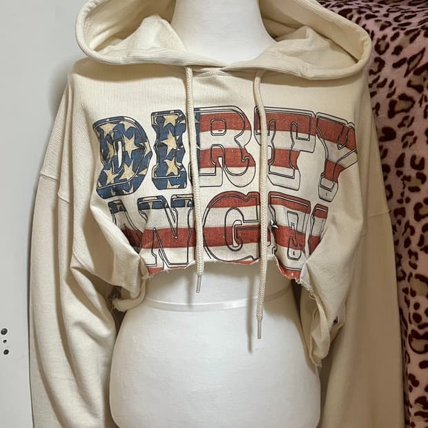 스컬프터 글리터 크롭 후드 Glitter Flag Crop Hoodie