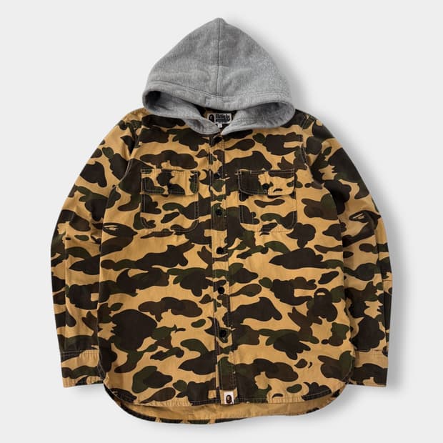 베이프 루즈핏 1st 황계 카모플라주 후드 셔츠 자켓