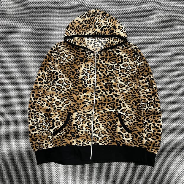 빈티지 레오파드 후드집업