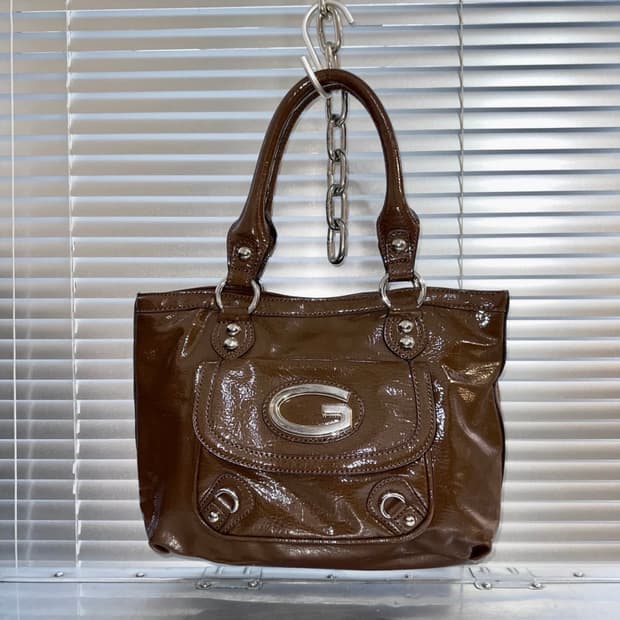 00s 빈티지 게스 브라운 오버사이즈 버클 가방