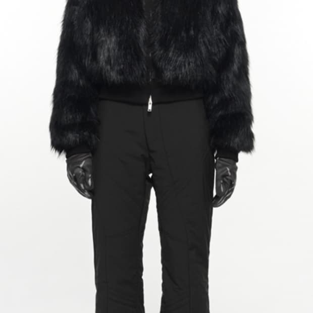 나체 OBLIQUE LINE QUILTED PANTS BLACK