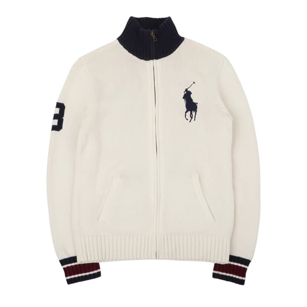 폴로 랄프로렌 빅포니 아이보리 니트 집업 자켓