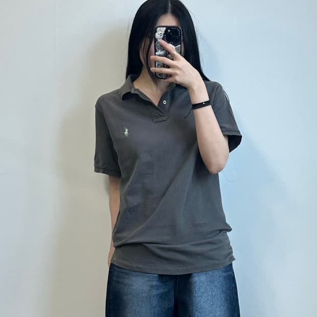 폴로 랄프로렌 신형 자수로고 차콜 피케 반팔 티셔츠