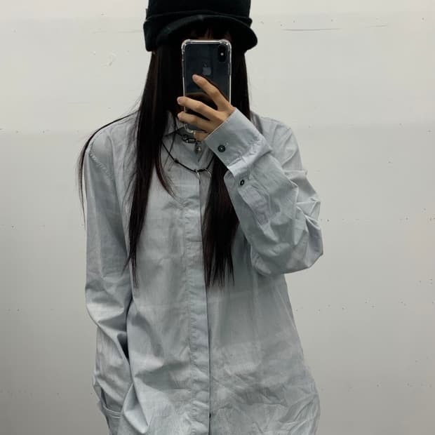버버리 라이트 블루 체크 셔츠
