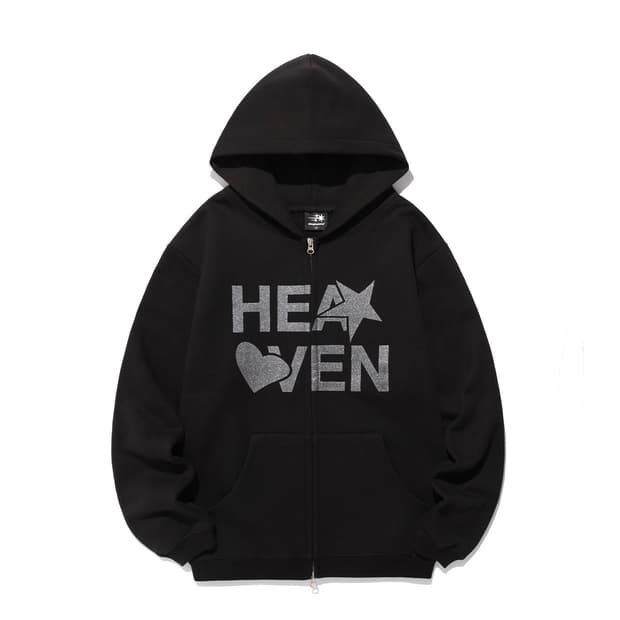 나이스고스트클럽HEAVEN HOODIE ZIP UP_BLACK
