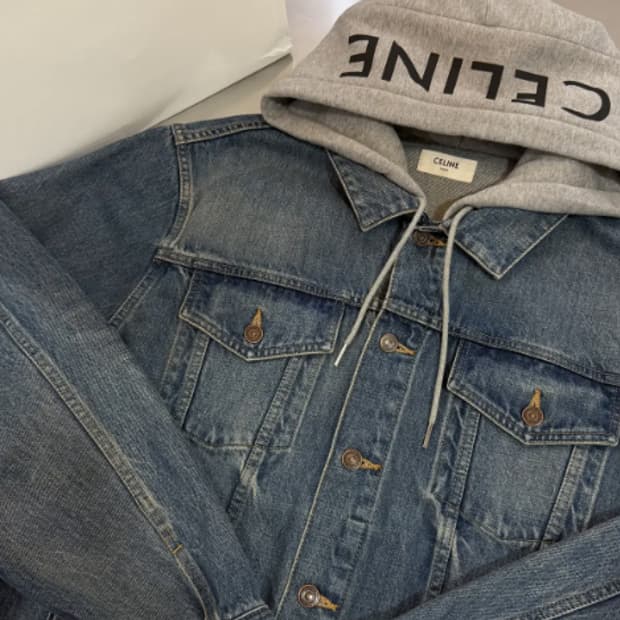 셀린느 로고 후드 레이어드 데님 자켓 XL