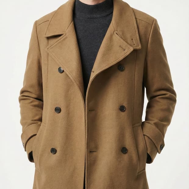 지오송지오 카멜 울 더블 하이넥 코트