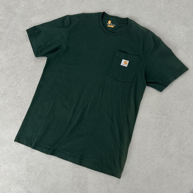 칼하트 포켓 반팔 티셔츠 다크 그린 L