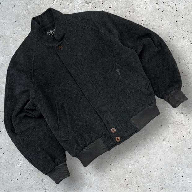 [90] 입생로랑 뿌르 옴므 모직 울 블랙 봄버 블루종 자켓 B789