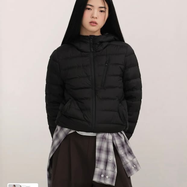 무신사스탠다드 시티 레저 우먼즈 후디드 라이트 다운 재킷 경량