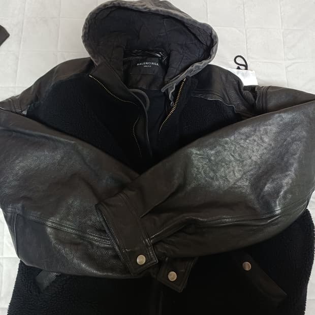 마지막 가격) [xs] 발렌시아가 컬리지 버팔로 레더 자켓 1917 