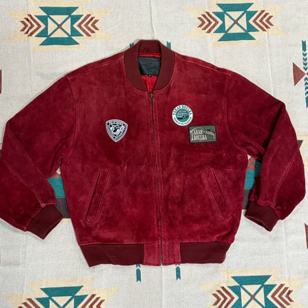 90s PIMLICO 핌리코 버건디 스웨이드 봄버 블루종 자켓