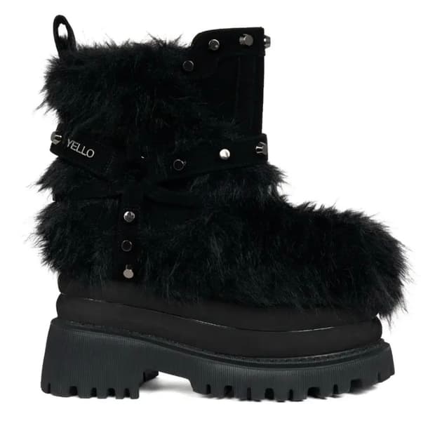 YELLO 이에로 옐로슈즈 GARMR SHORT BOOTS 퍼 부츠 블랙