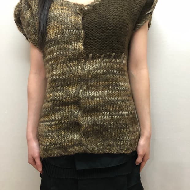 빈티지 브라운 그런지 니트