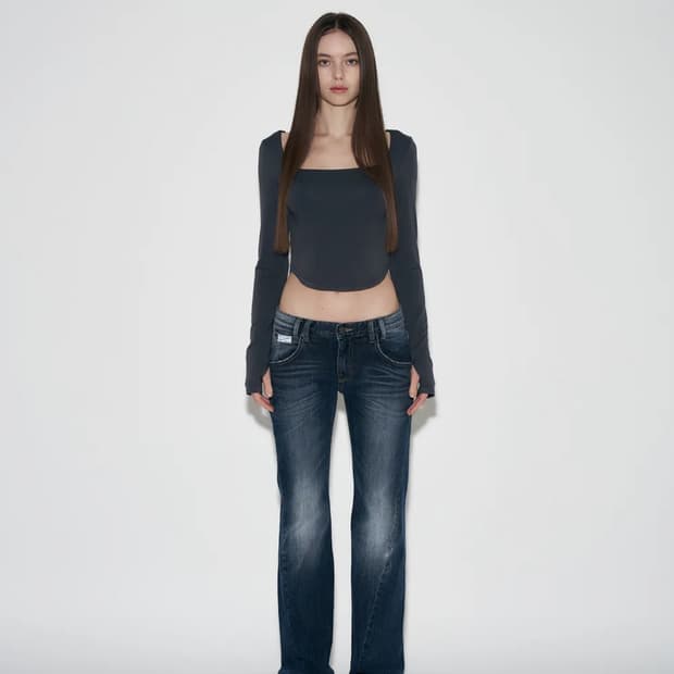 플리즈노팔로우 25 빈티지 워싱 데님 블루