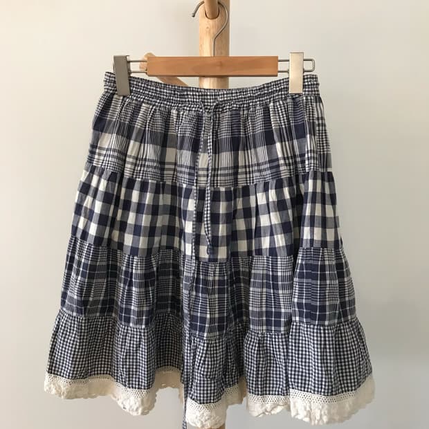모리걸 체크 티어드 스커트
