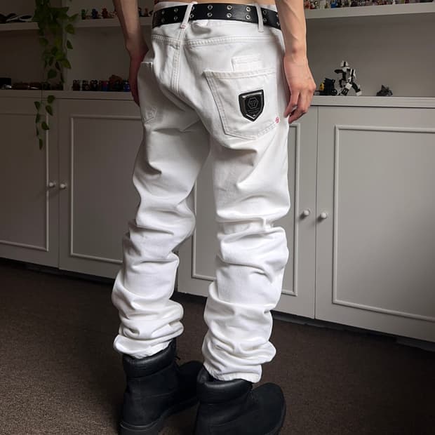 Philipp Plein 로고 패치 루즈 스트레이트 진