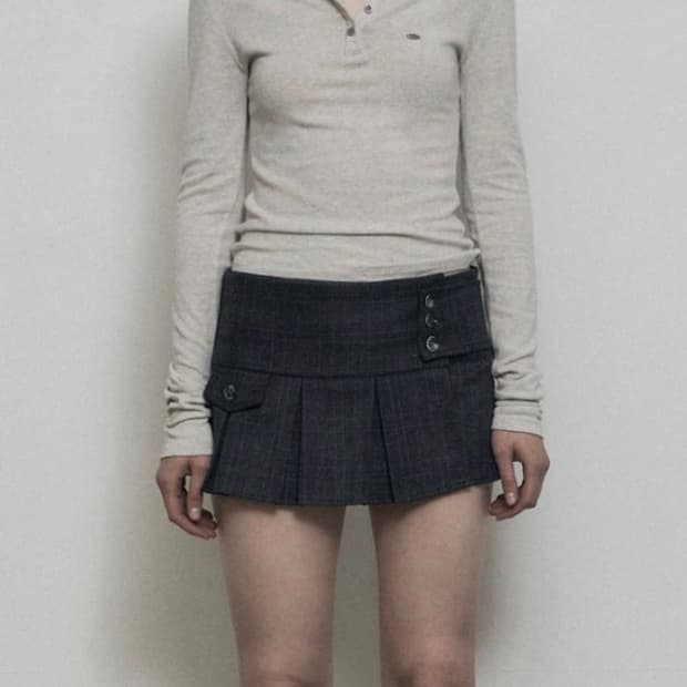 보헤미안서울 플리츠랩스커트 그레이 M