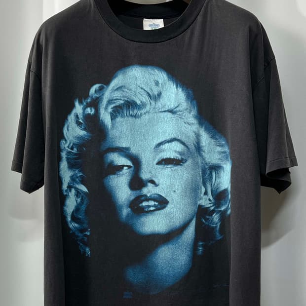1994's 마를린먼로 페이스 크랙 페이딩 빈티지 티셔츠