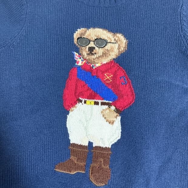 폴로 베어 니트 네이비 polo bear intarsia-knit jum