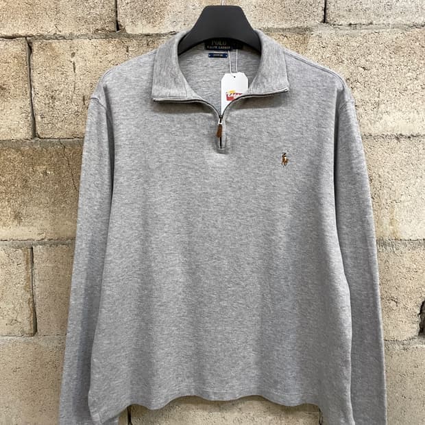 폴로 랄프로렌 그레이 반집업 니트