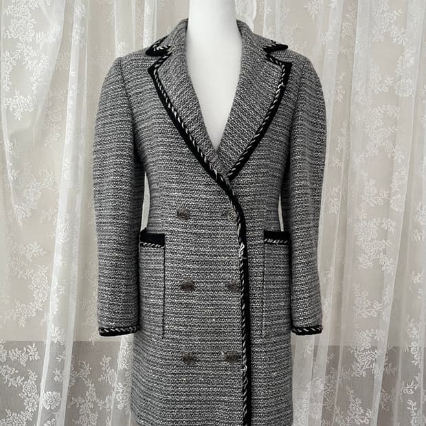 44) 한섬 오브제 트위드 코트 그레이