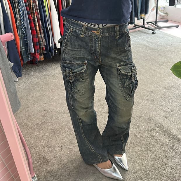 에드윈505 멀티 카고 포켓 부츠컷 데님 팬츠(32)