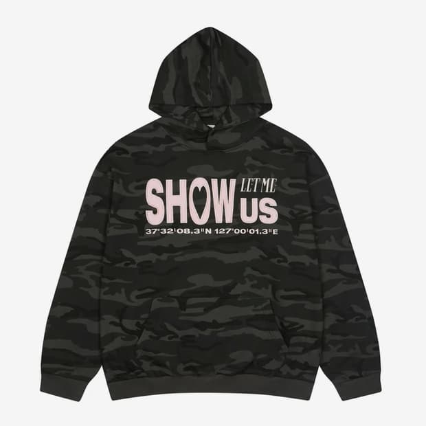 러브이즈트루 SHOW US 카모 밀리터리 후드티 차콜 M