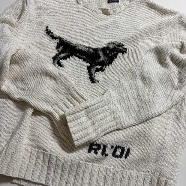 [ L ] 00s Polo dog hand knit (Rare)
