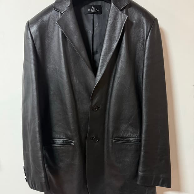 가우디 이태리 양가죽 나파 레더 블레이저 자켓 블랙 100