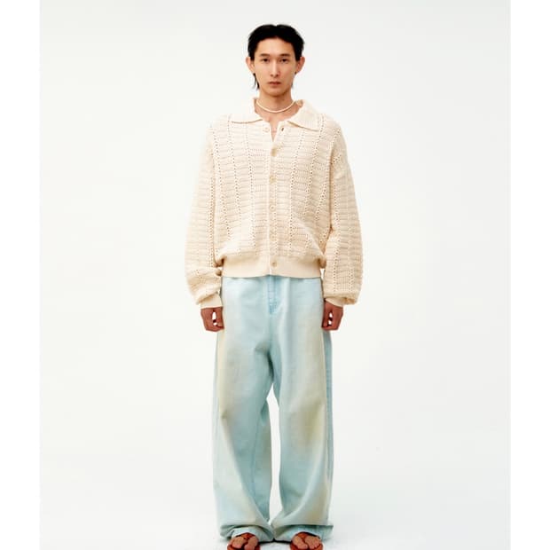 쿠어 와이드레그 워싱 진스 아이스 블루