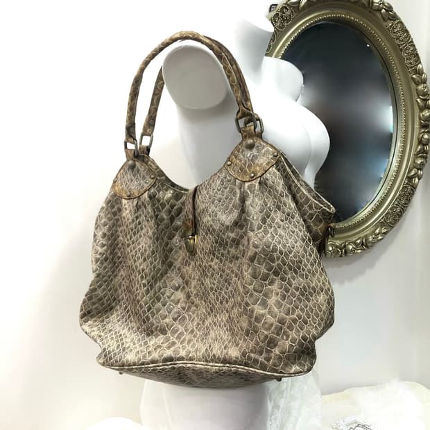 khaki beige snakeskin shoulder bag 