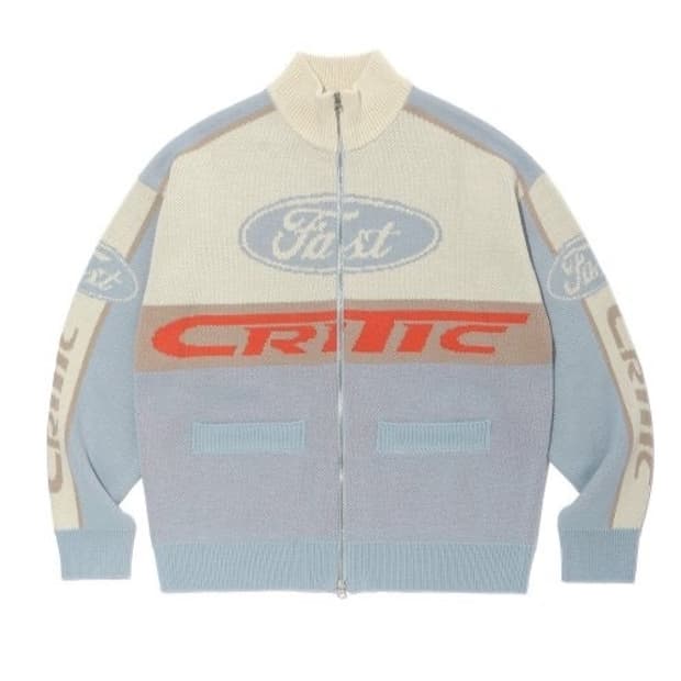 크리틱 레이싱 하늘 니트집업