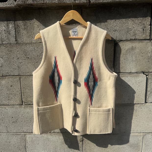 오르테가 핸드 우븐 울 네이티브 아메리칸 웨스턴 치마요 베스트 조끼