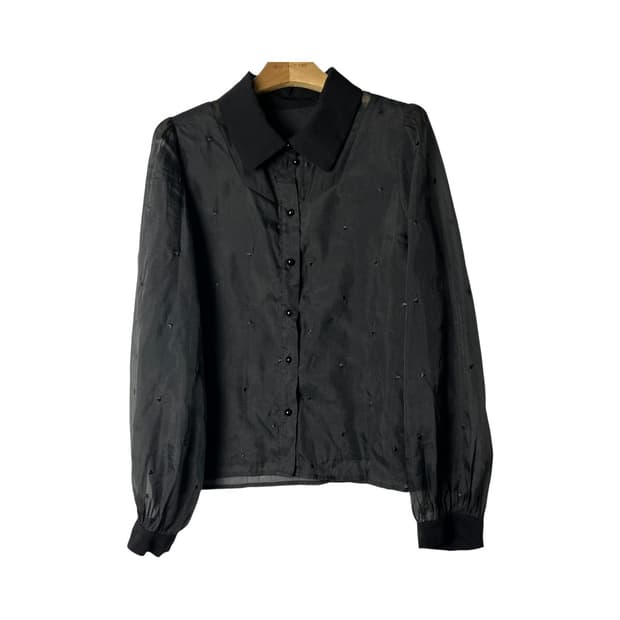 [ROJITA] 로지타 하트도트 시스루 블라우스