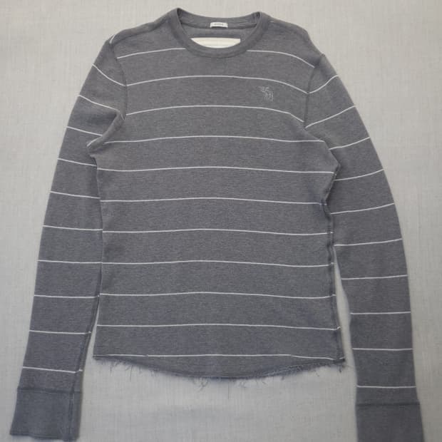 아베크롬비 스트라이프 긴팔티 그레이 L