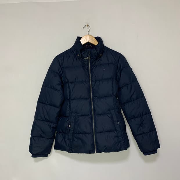 타미힐피거 네이비 여성 숏패딩 점퍼 빈티지 키즈 S