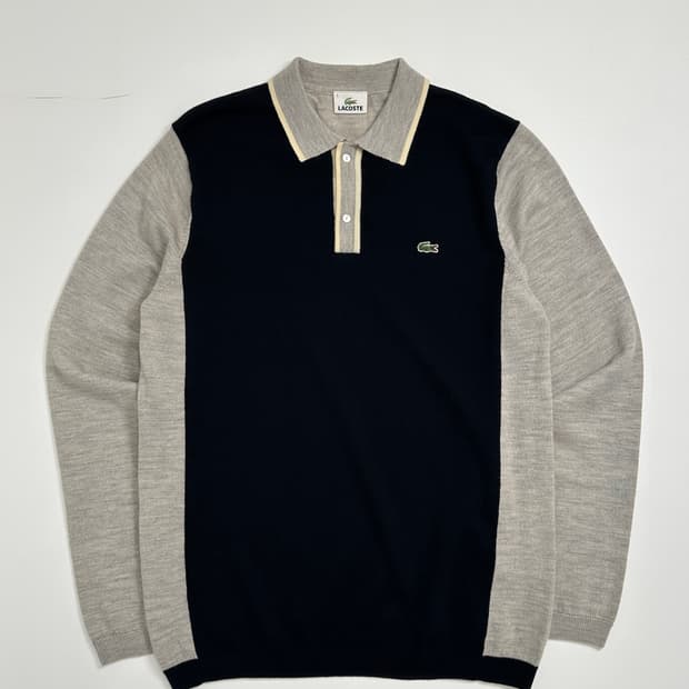 90s 라코스테 투톤 카라 울 니트 