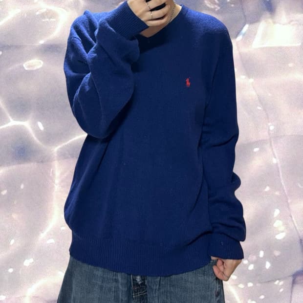 폴로 랄프로렌 램스울 브이넥 니트 네이비 XL