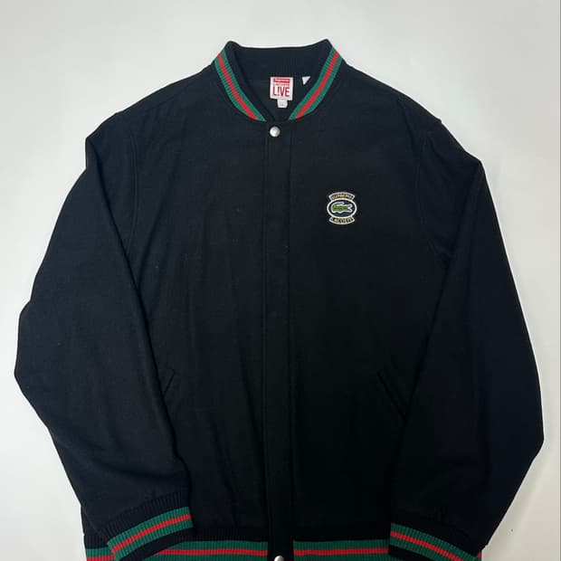 (XL) 슈프림 x 라코스테 블랙 바시티 자켓 /supreme 